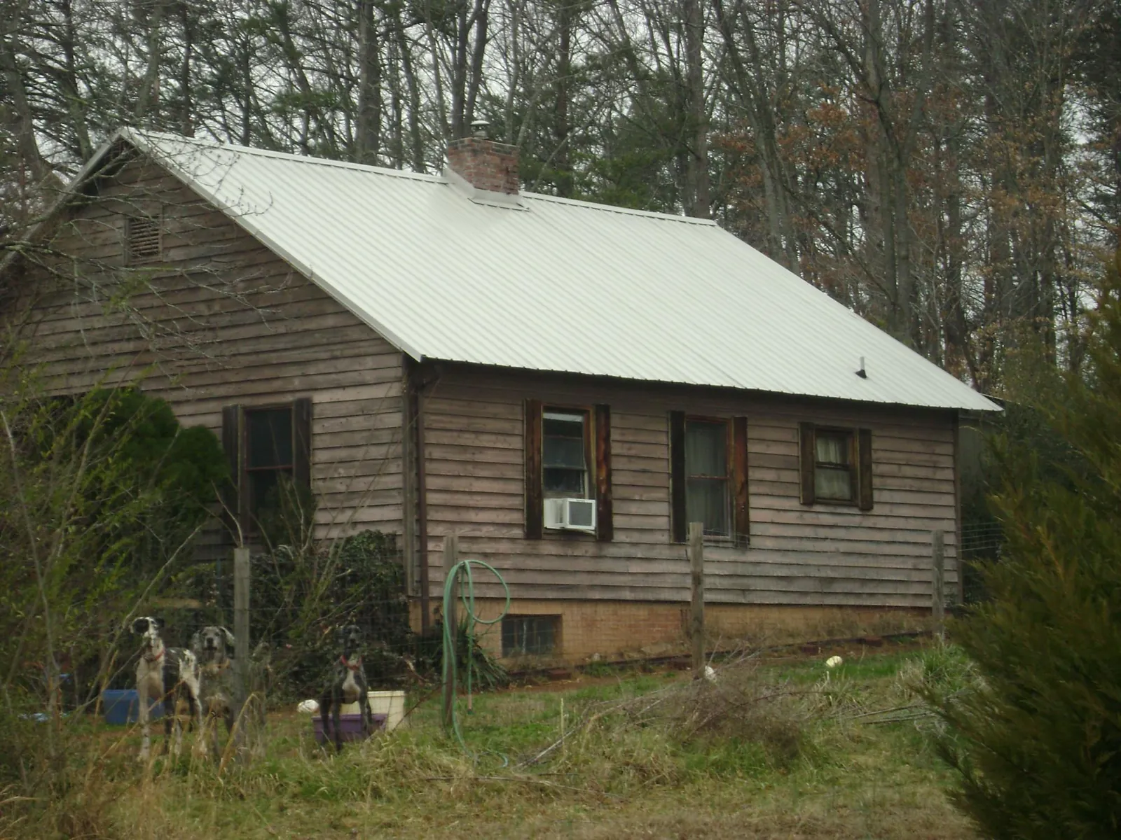 White metal roof on an old wood sided farmhouse, from a Metal Roof Installation job in Basco